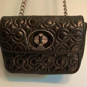 Coach black patent leather crossbody bag